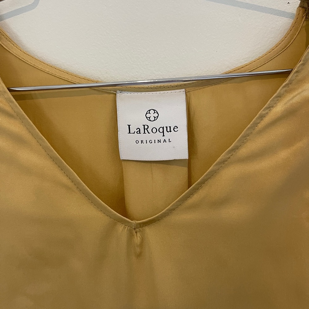 La Roque silky gold top flutter sleeve
